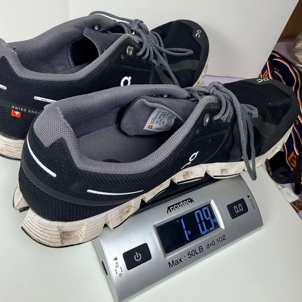 On Cloud Women 10.5 Running Shoes Black Gray Low Top Sneakers 19.0001